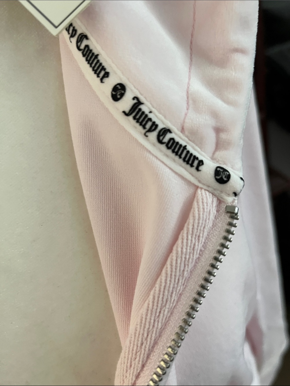 NWT Juicy Couture Pale Pink Zip Hoodie with Drawstrings - Picture 5 of 9